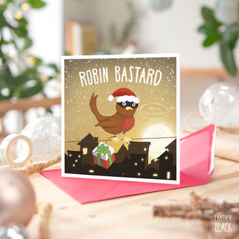 Robin Funny Pun Christmas Card Brother Sister Friend, 4 of 4