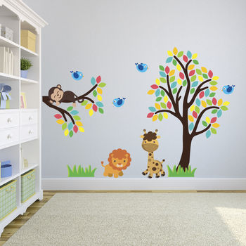 Tree, Branch And Jungle Animals Wall Sticker, 2 of 3