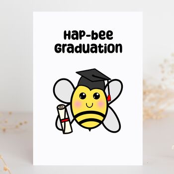 Happy Graduation Card Hap Bee Bumblebee Card, 2 of 7