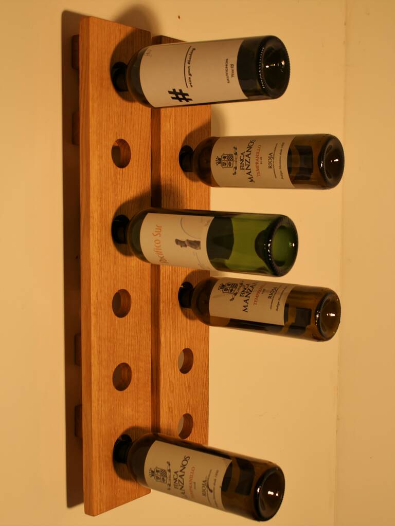 Solid Oak Wall Mounted Wine Rack Bespoke Sizes By Red Thumb Print ...