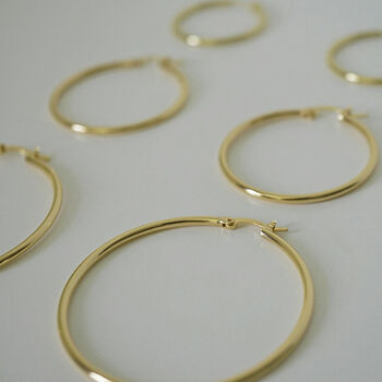 Quality 18k Plated Gold Hoops, Three Sizes, 5 of 8