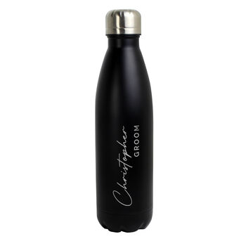 Personalised Name And Message Black Metal Insulated Drinks Bottle, 5 of 7