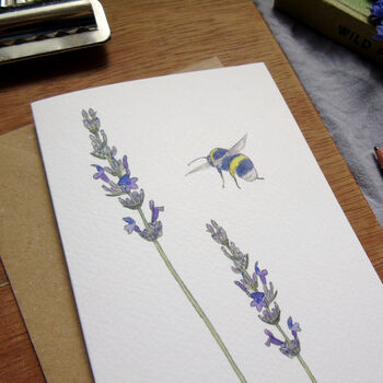Lavender And Bee Any Occasion Greetings Card, 4 of 7
