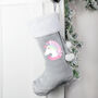 Personalised Unicorn Silver Christmas Stocking, thumbnail 3 of 3