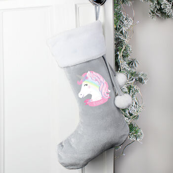 Personalised Unicorn Silver Christmas Stocking, 3 of 3