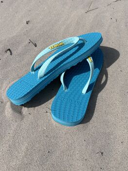 Vibrant Teal Rubber Flip Flops, 5 of 12