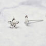 Dainty Mini Tiny Flower Stud Sterling Silver Earrings, thumbnail 2 of 3