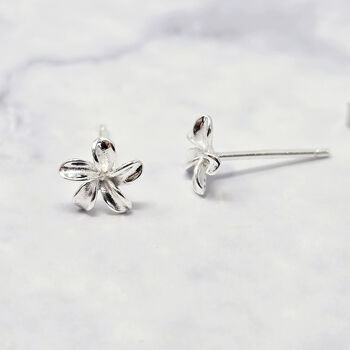 Dainty Mini Tiny Flower Stud Sterling Silver Earrings, 2 of 3