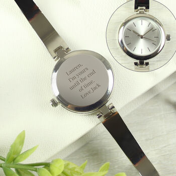 Personalised Silver Ladies Watch With Silver Clasp, 5 of 8