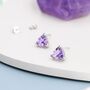 Genuine Amethyst Trillion Cut Stud Earrings, thumbnail 3 of 9