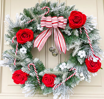 Candy Cane Forest Luxury Faux Christmas Wreath, 2 of 10