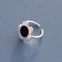 Sterling Silver Flower Onyx Open Ring, thumbnail 2 of 5