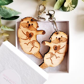 Personalised Wooden Otter/Bear Keyring, 4 of 5