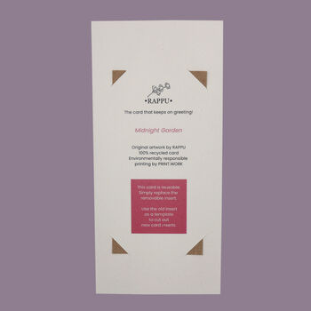 Reusable Eco Friendly Midnight Garden Card Blank Inside Or Optional Handwritten Message, 7 of 10
