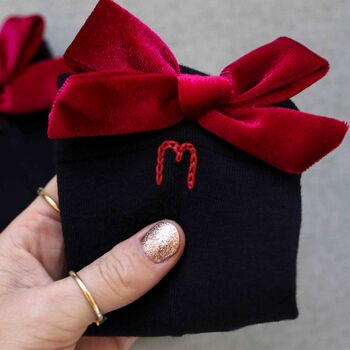 Personalised Velvet Bow Bamboo Socks Gift For Her, 5 of 6