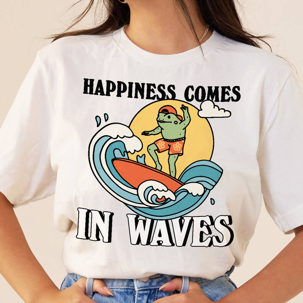 injecteren motto rijstwijn Happiness Comes In Waves' Frog Surf Shirt By Kinder Planet Company |  notonthehighstreet.com
