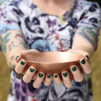 7th Anniversary Copper Trinket Bowl, Medium Hammered, 5 of 7