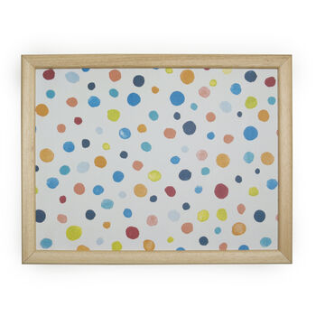 Cushioned Lap Tray In Multi Spots With Wooden Frame, 7 of 7