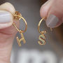18ct Gold Vermeil Personalised Initial Hoop Earrings, thumbnail 1 of 8