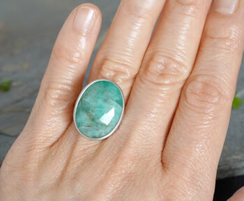 Large Natural Emerald Ring In Sterling Silver, 3 of 3