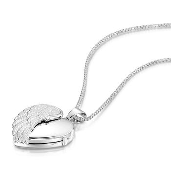 Italian Angel Wing Heart Locket – Silver, 3 of 4