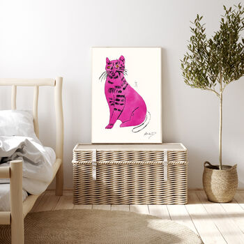 Pink Andy Warhol Cat Art Print, 3 of 3