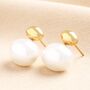 Stainless Steel Large Pearl Drop Earrings In Gold, thumbnail 1 of 4