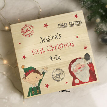 Personalised Wooden Christmas Eve Boxes – Natural And White Hand Painted Styles, 6 of 11