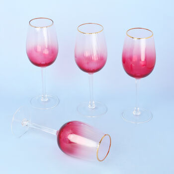 G Decor Set Of Four Monroe Ribbed Ombre Wine Glasses, 8 of 8