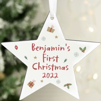 Personalised First Christmas Star Bauble, 2 of 3