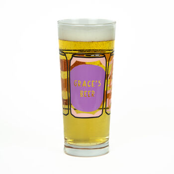 Personalised Pink Beer Can Printed Pint Glass, 3 of 8