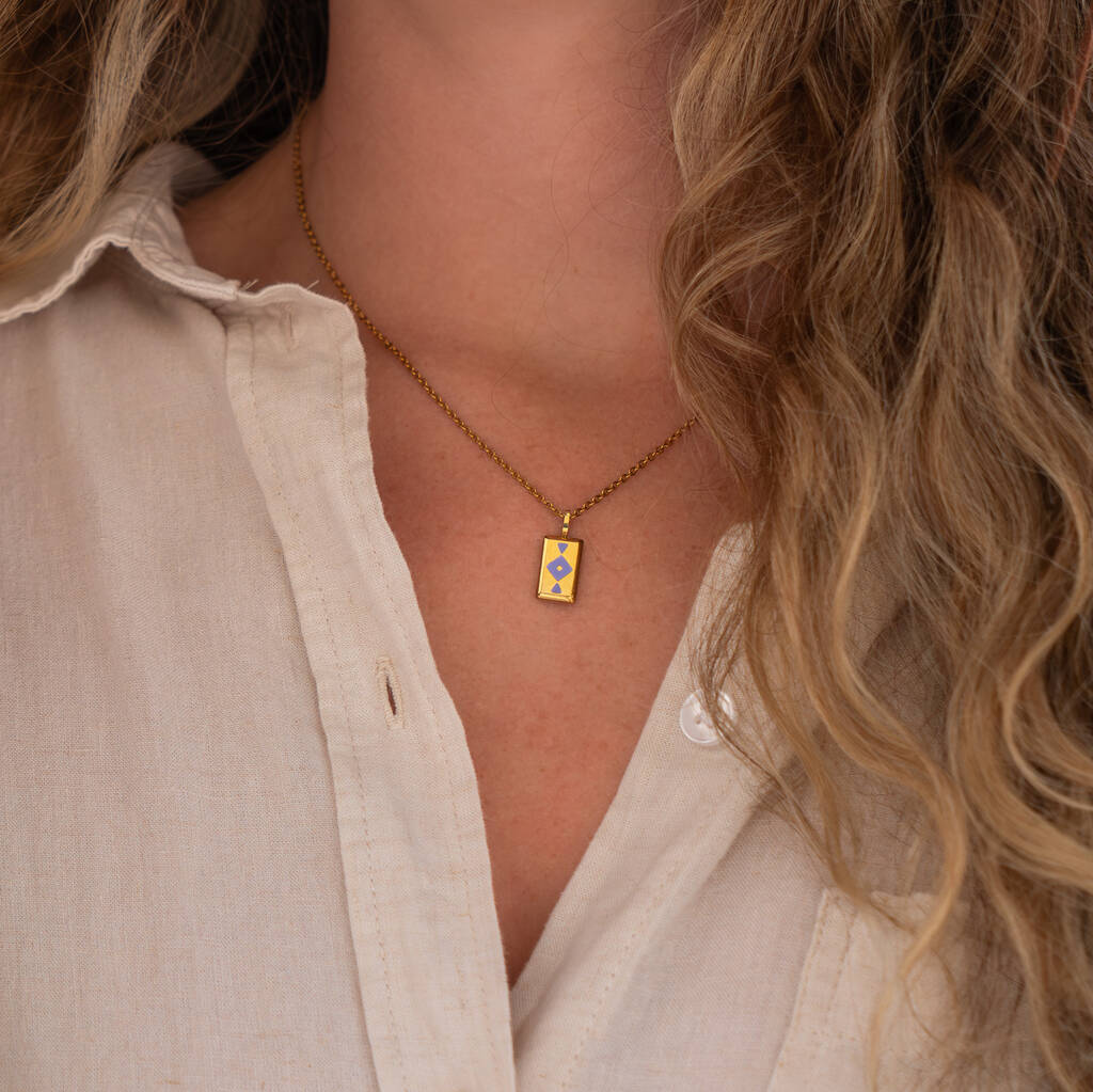 Purple Gaia Blue Violet Glowing Pendant Necklace With Uv Keyring Torch, 1 of 10