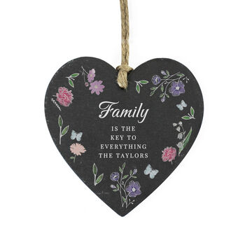 Personalised Wild Flowers Slate Heart Hanging Decoration, 4 of 5