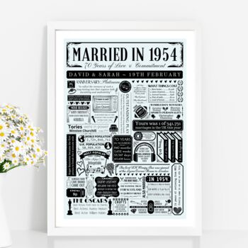 Personalised 70th Platinum Wedding Anniversary Poster, 2 of 9