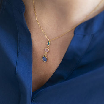 Gold Plated Three Generations Birthstone Necklace, 6 of 9