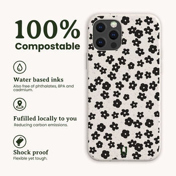 Little Black Flowers Bio Phone Case, 2 of 8