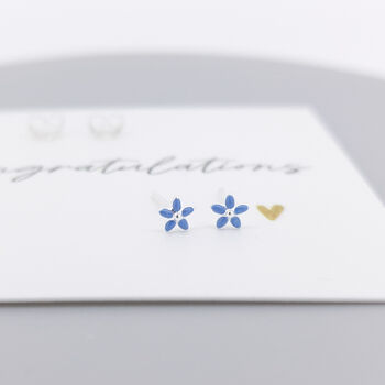 Mini Sterling Silver Forget Me Not Flower Stud Earrings, 3 of 7