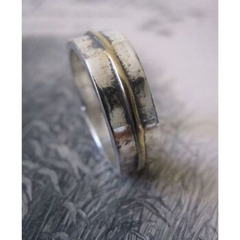 925 Silver And Gold Stripe Ring, 3 of 5