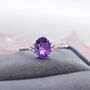 Genuine Amethyst Oval Ring In Sterling Silver, thumbnail 7 of 11