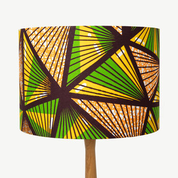 Yellow And Green Geometric Triangles African Lampshade, 3 of 9