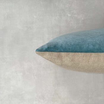 The Velvet And Linen Cushion Teal Blue, 2 of 6