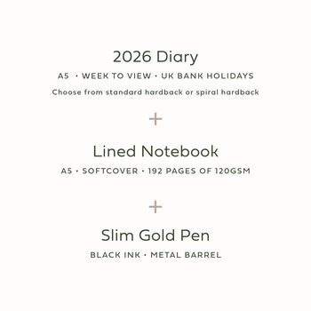 Personalised 2026 Diary With Matching Notebook And Pen Gift Set, Sage Green, 8 of 12