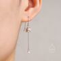 Sterling Silver Lily Of The Valley With Dangle Pearl Dangle Earrings, thumbnail 2 of 10