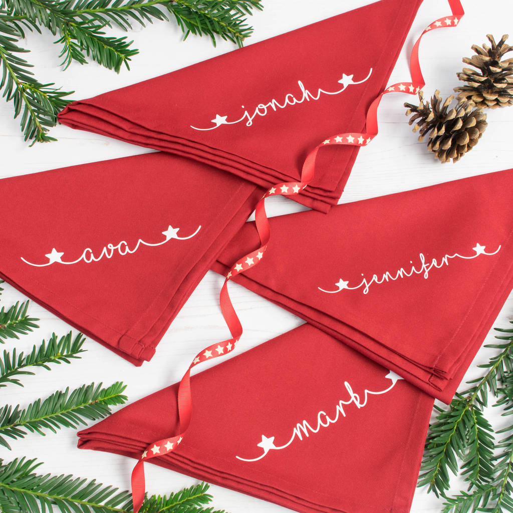 personalised christmas napkins set by we are scamp Christmas Napkins