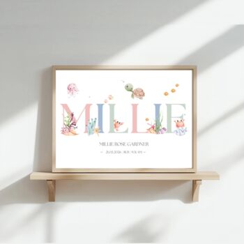 Under The Sea Name Print, Boy Nursery Ocean Name Print, 4 of 5