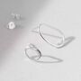 Sterling Silver Asymmetric Oval Stud Earrings, thumbnail 1 of 6