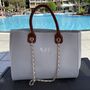 Personalised White Brown Large Chain Tote Beach Bag, thumbnail 3 of 7