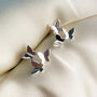 Sterling Silver Butterfly Cluster Stud Earrings, thumbnail 3 of 6