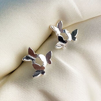 Sterling Silver Butterfly Cluster Stud Earrings, 3 of 6