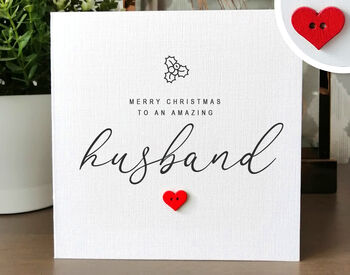 Personalised Christmas Card For Special Husband, Handmade Card, 3 of 4